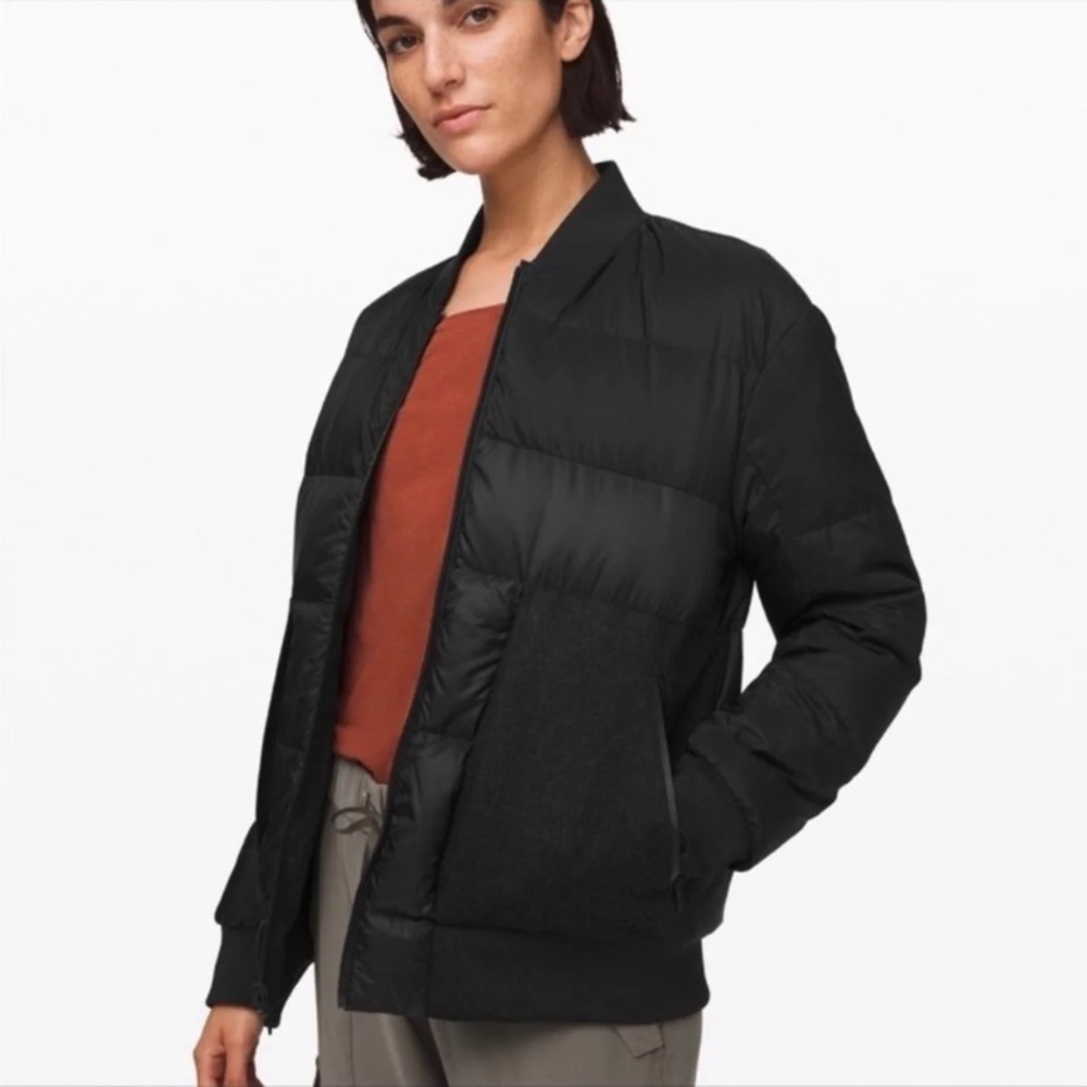 Lululemon Roam Far Wool Bomber Coat Jacket black